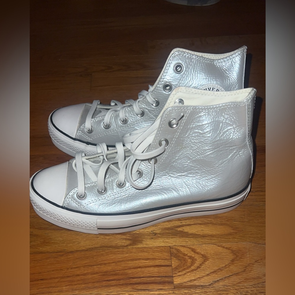 Converse Silver High-Top Platforms - image 4